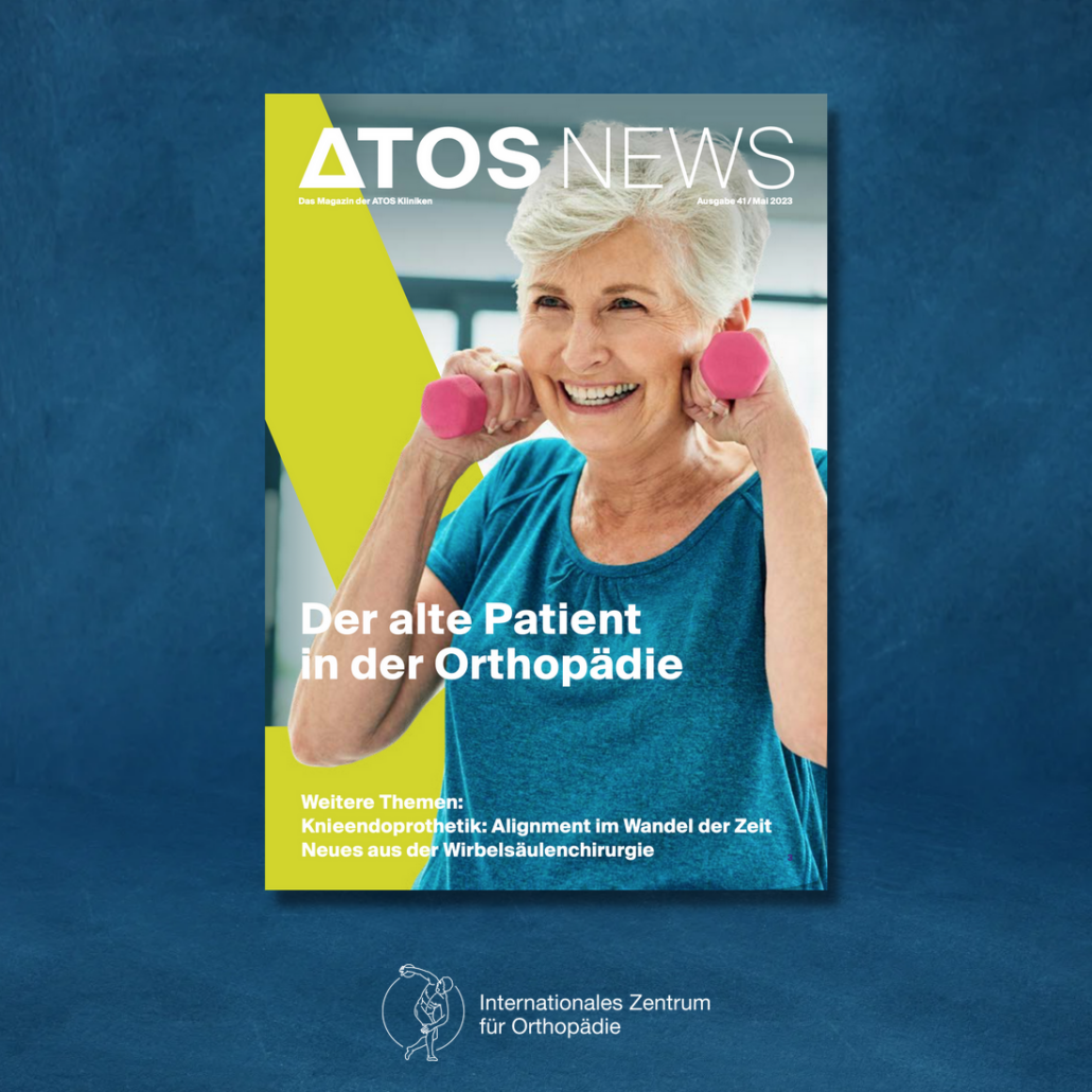 ATOS News Magazin Nr 41 2023 über das Thema Deralte Patient in der Orthopädie
