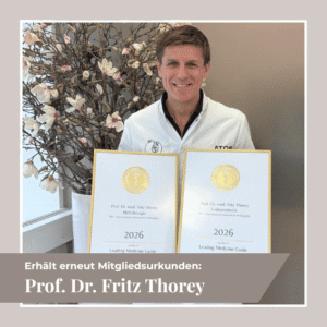 Prof. Dr. Thorey abgebildet mit der Auszeichnung vom Leading Medicine Guide