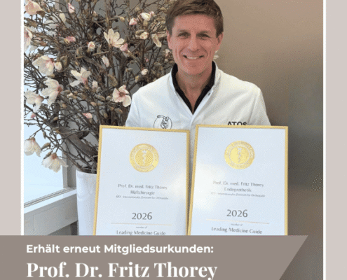 Prof. Dr. Thorey abgebildet mit der Auszeichnung vom Leading Medicine Guide
