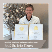 Prof. Dr. Thorey abgebildet mit der Auszeichnung vom Leading Medicine Guide