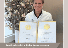Prof. Dr. Thorey abgebildet mit der Auszeichnung vom Leading Medicine Guide