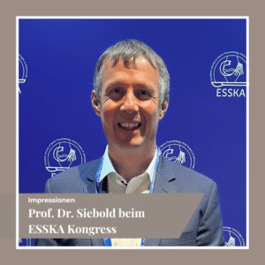 Prof. Dr. Rainer Siebold beim 22. ESSKA-Kongress in Prag: ePoster zur Meniskusallograft-Transplantation und Leitung zweier internationaler Fachsitzungen.